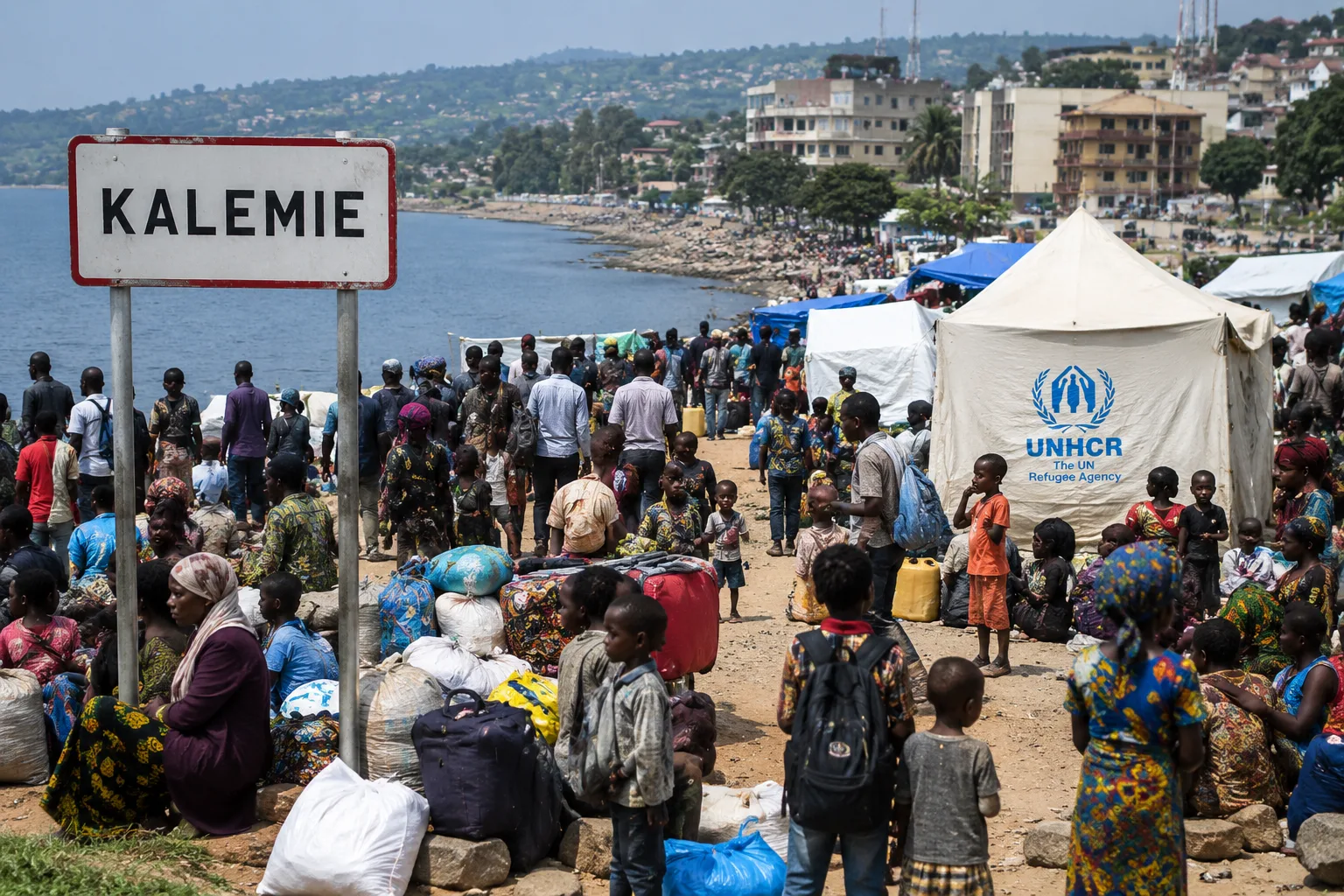 Réfugiés et déplacés à Kalemie dans un contexte de défis humanitaires et de développement.