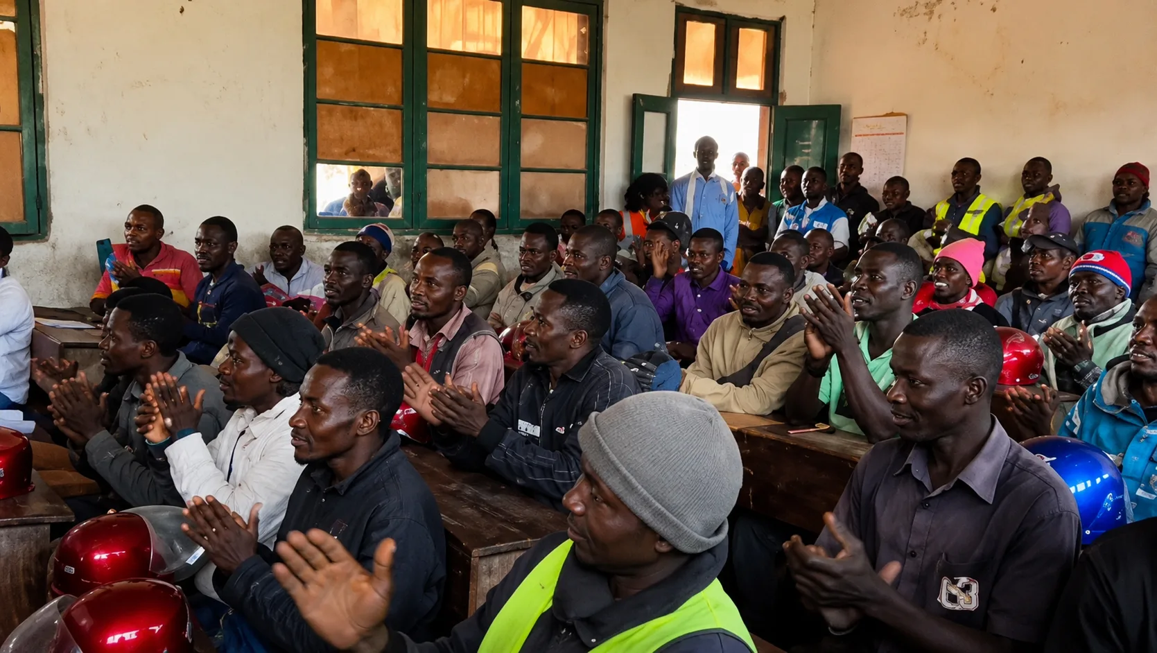 Des conducteurs participant à une formation sur le Code de la route organisée par la CNPR au Tanganyika.