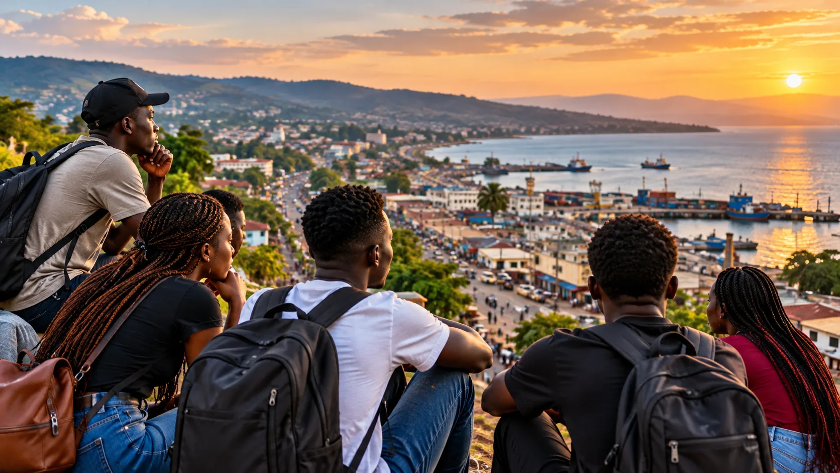 Jeunes dans une rue de Kalemie, ville du Tanganyika, illustrant les questions d'emploi, de mobilité et de perspectives professionnelles