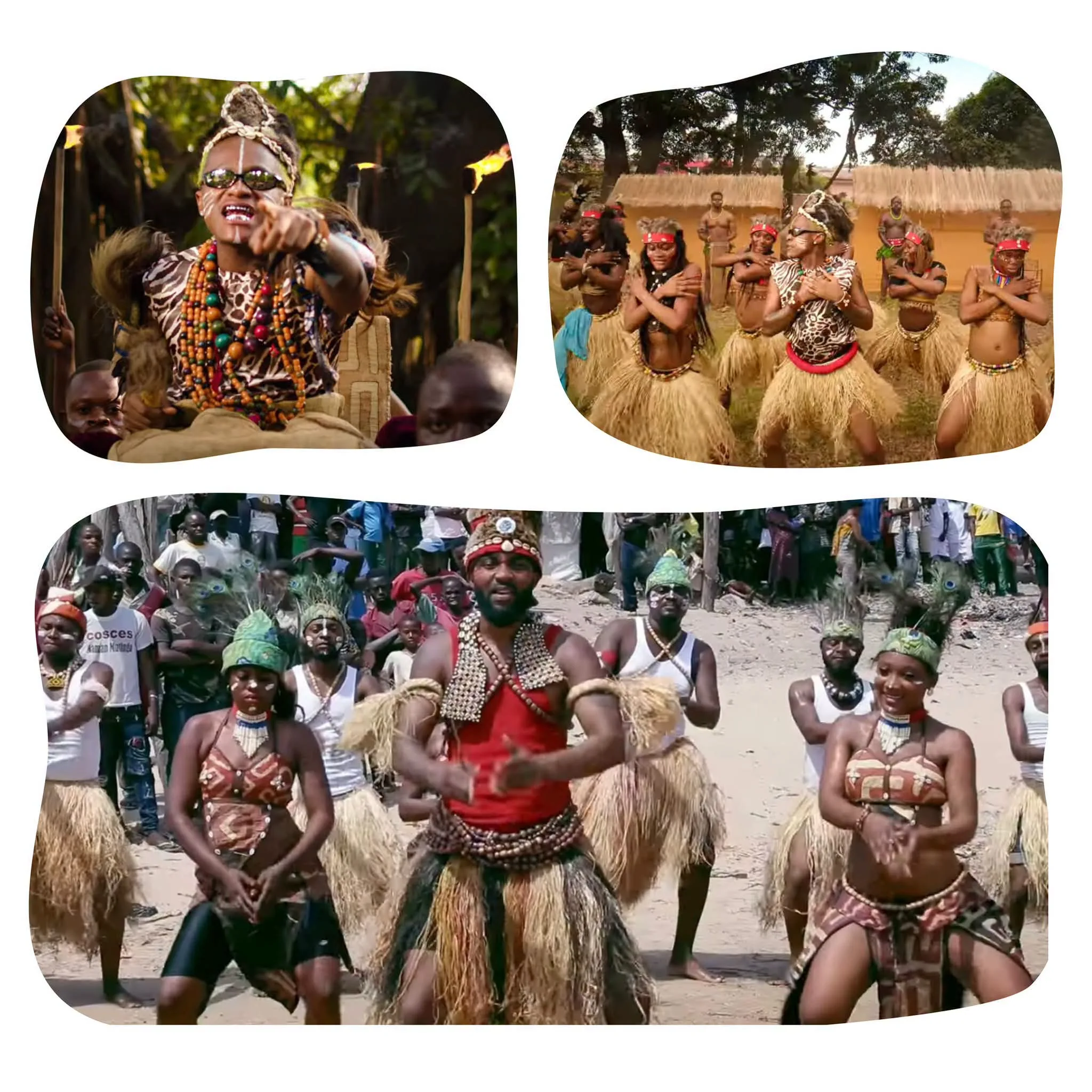 Montage comparatif de scènes musicales montrant des artistes et danseurs en costumes traditionnels, utilisé pour illust...